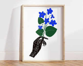 New Jersey State Flower Art Print | New Jersey Blue Violet - State Flower - New Jersey State Wall Art - Home Decor