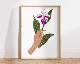 Minnesota staat bloem kunst print | Minnesota Lady Slipper Orchid - Staatsbloem - Minnesota State Wall Art - Decor van het huis