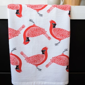 Cardinal Tea Towel | flour sack towel, dish towel, kitchen towel, home essentials, housewarming gift, wedding gift, gift for her, bird lover