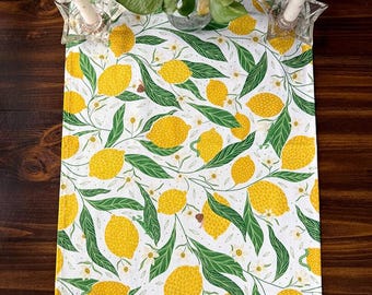 Lemon Grove Table Runner | cotton canvas runner, kitchen linen, tabletop, home essentials, housewarming gift, wedding gift, gift for her