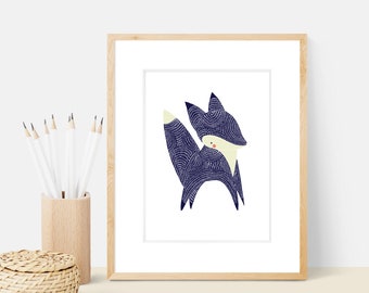 January Fox Animal Art Print | Animal Illustration Home & Nursery Decor