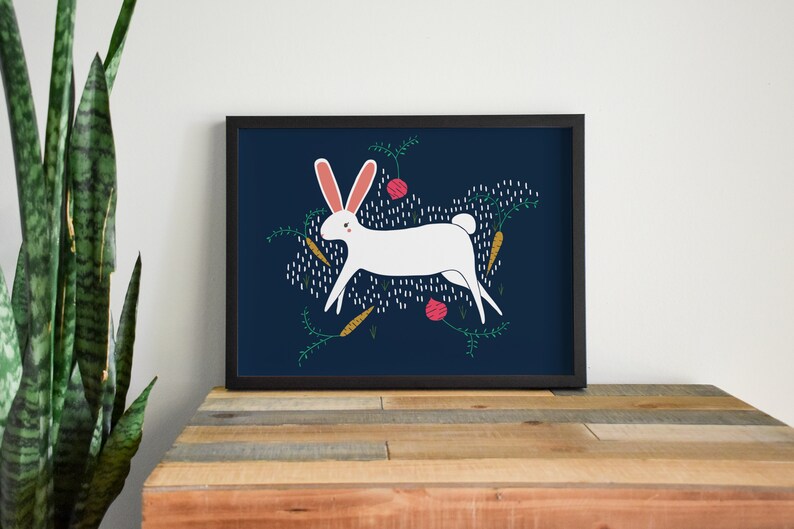 Enchanted Bunny Animal Art Print Animal Illustration Home & Nursery Decor image 5