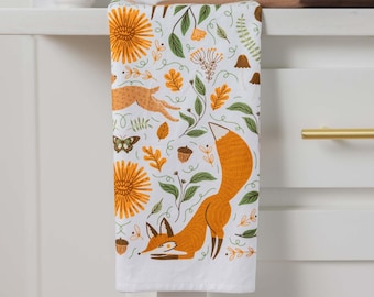 Fall Forest Tea Towel | Flour Sack Cotton Kitchen Dish Towel