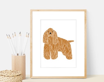 Cocker Spaniel Dog Art Print | Dog Breed Illustration - Home Decor Dog Print
