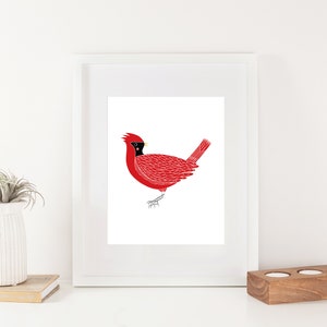 Cardinal Bird Animal Art Print Animal Illustration Home & Nursery Decor image 6