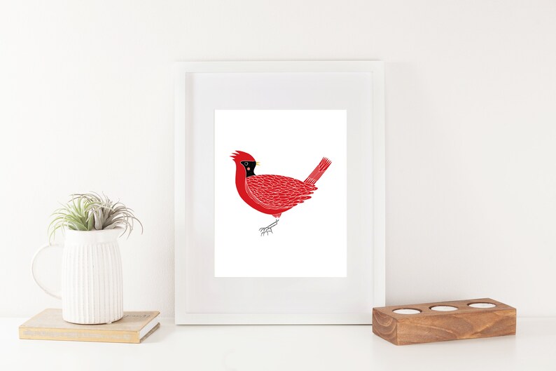 Cardinal Bird Animal Art Print Animal Illustration Home & Nursery Decor image 6