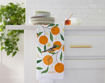 Orange Grove Tea Towel: Flour Sack Cotton Dish Towel