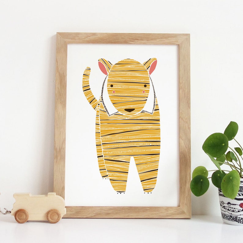 Tiger-Kunst, Baby-Tier-Druck, Safari-Tier-Kunst, Safari-Tiger-Druck, Tierkunst, Dschungel-Tiger, Tiger-Kinderzimmer-Dekor, Tiger-Illustration Bild 8