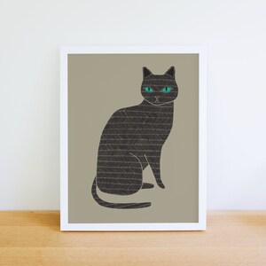 Black Cat Animal Art Print Animal Illustration Home & Nursery Decor image 3