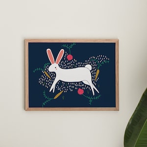 Impresión de arte animal conejito encantado / Ilustración animal Decoración del hogar y la guardería imagen 1