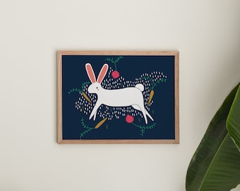 Verzauberter Hase Tier Kunstdruck | Tierillustration für Zuhause und Kinderzimmer