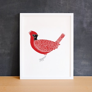 Cardinal Bird Animal Art Print Animal Illustration Home & Nursery Decor image 4