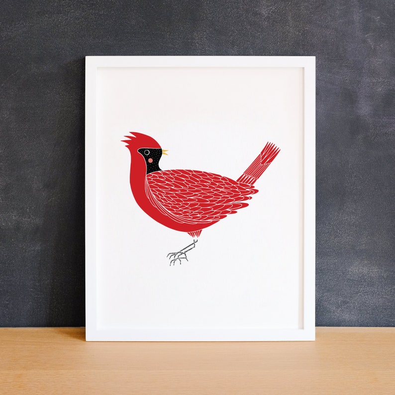 Cardinal Bird Animal Art Print Animal Illustration Home & Nursery Decor image 4