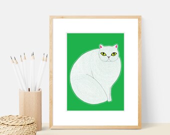 Persian Cat Animal Art Print | Animal Illustration Home & Nursery Decor