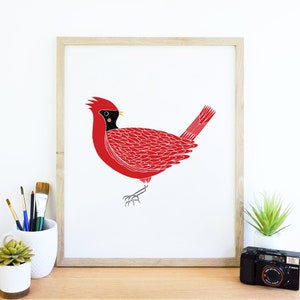 Cardinal Bird Animal Art Print Animal Illustration Home & Nursery Decor image 5