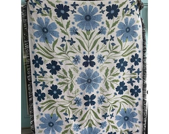 Blue Cornflower Blanket | Woven USA Throw, Cozy Home Decor