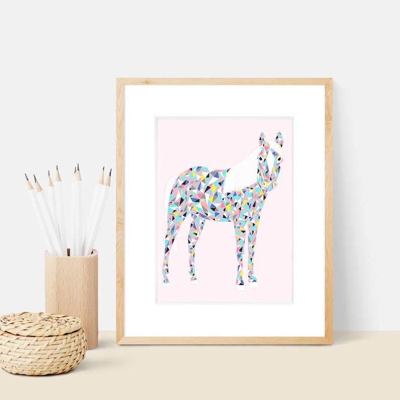 Party Horse Animal Art Print Animal Illustration Home & Nursery Decor image 1