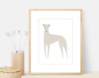 Greyhound Dog Art Print | Dog Breed Illustration - Home Decor Dog Print