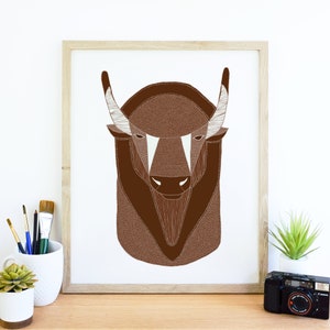 Buffalo Head Animal Art Print Animal Illustration Home & Nursery Decor image 5