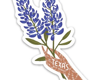 Texas Blue Bonnet State Flower Sticker | vinyl decal, water bottle sticker, laptop sticker, journal sticker, gift for friend