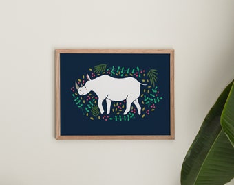 Rhino Animal Art Prints | Animal Illustration Home & Nursery Decor