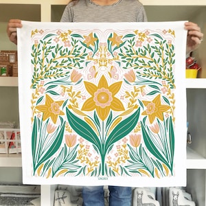 Narcissen theedoek | meelzakhanddoek, theedoek, theedoek, benodigdheden voor thuis, housewarmingcadeau, huwelijkscadeau, cadeau voor haar