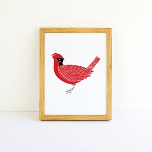 Cardinal Bird Animal Art Print Animal Illustration Home & Nursery Decor image 2