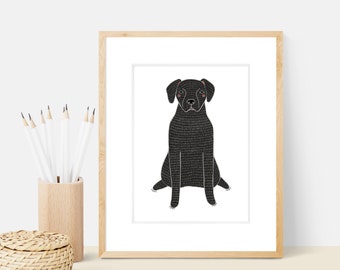 Labrador Retriever Dog Art Print | Dog Breed Illustration - Home Decor Dog Print
