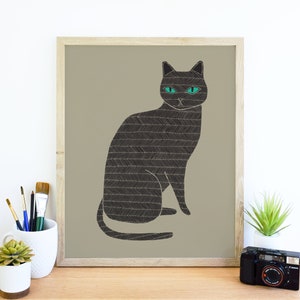 Black Cat Animal Art Print Animal Illustration Home & Nursery Decor image 5