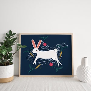 Impresión de arte animal conejito encantado / Ilustración animal Decoración del hogar y la guardería imagen 2