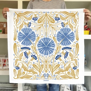 Blue Caterpillar Tea Towel | flour sack towel, dish towel, kitchen towel, home essentials, housewarming gift, wedding gift, gift for her