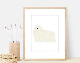 Komondor Dog Art Print | Dog Breed Illustration - Home Decor Dog Print