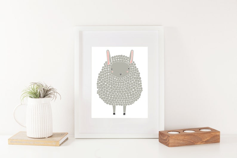 Dark Gray Sheep Animal Art Print Animal Illustration Home & Nursery Decor image 6