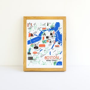 Boston, Massachusetts City Illustrated Map City Map Illustration & Home Decor image 2