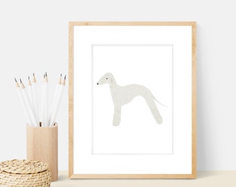 Bedlington Terrier Dog Art Print | Dog Breed Illustration - Home Decor Dog Print