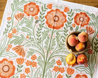 Poppy Tea Towel: Flour Sack Cotton Dish Towel