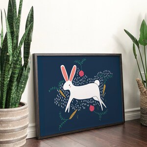 Impresión de arte animal conejito encantado / Ilustración animal Decoración del hogar y la guardería imagen 4