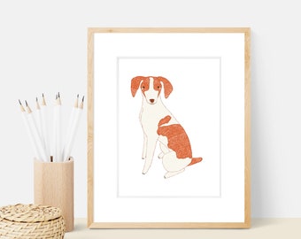 Brittany Spaniel Dog Art Print | Dog Breed Illustration - Home Decor Dog Print