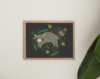 Enchanted Raccoon Animal Art Print | Animal Illustration Home & Nursery Decor