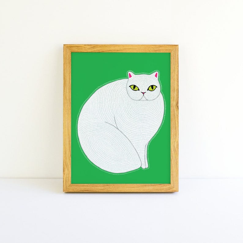 Persian Cat Animal Art Print Animal Illustration Home & Nursery Decor image 2