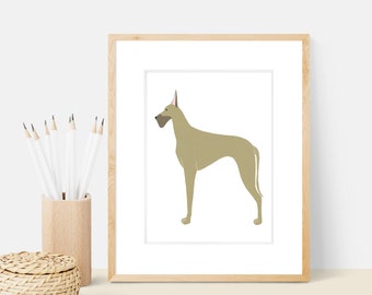Great Dane Dog Art Print | Dog Breed Illustration - Home Decor Dog Print