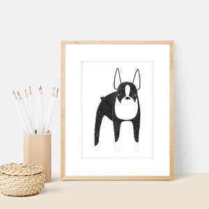 Boston Terrier Dog Art Print | Dog Breed Illustration - Home Decor Dog Print