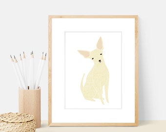 Chihuahua Dog Art Print | Dog Breed Illustration - Home Decor Dog Print