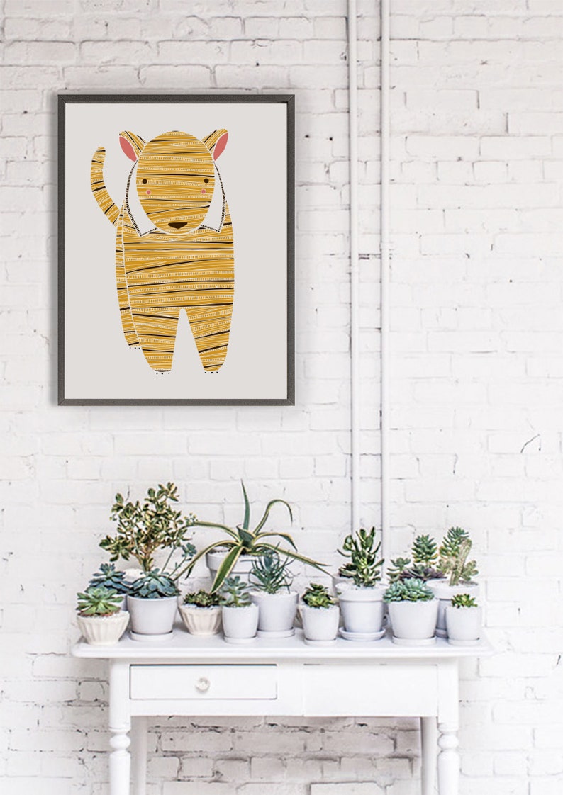 Tiger-Kunst, Baby-Tier-Druck, Safari-Tier-Kunst, Safari-Tiger-Druck, Tierkunst, Dschungel-Tiger, Tiger-Kinderzimmer-Dekor, Tiger-Illustration Bild 6