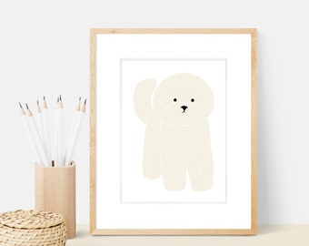 Bichon Dog Art Print | Dog Breed Illustration - Home Decor Dog Print