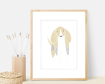 Beagle Dog Art Print | Dog Breed Illustration - Home Decor Dog Print