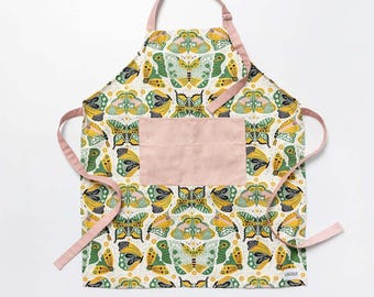 Delantal de algodón con estampado de mariposas / Imprescindible para la cocina Gingiber