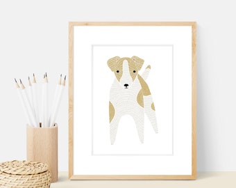 Jack Russell Terrier Dog Art Print | Dog Breed Illustration - Home Decor Dog Print