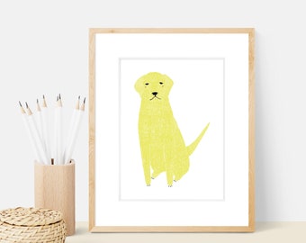 Golden Retriever Dog Art Print | Dog Breed Illustration - Home Decor Dog Print