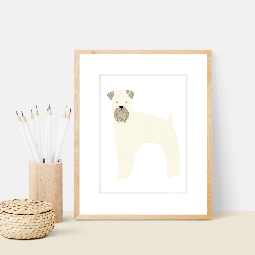 Wheaten Terrier Dog Art Print Dog Breed Illustration Home Decor Dog